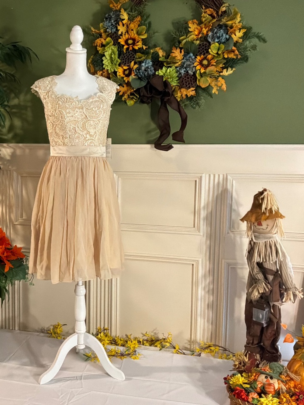 Short champagne chiffon dress